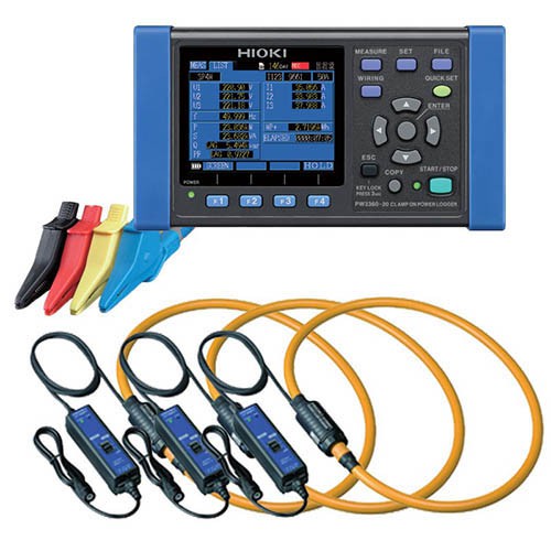 Hioki PW3360-20 Clamp-on Power Logger, 3-Phase 4-Wire Circuits, Mai